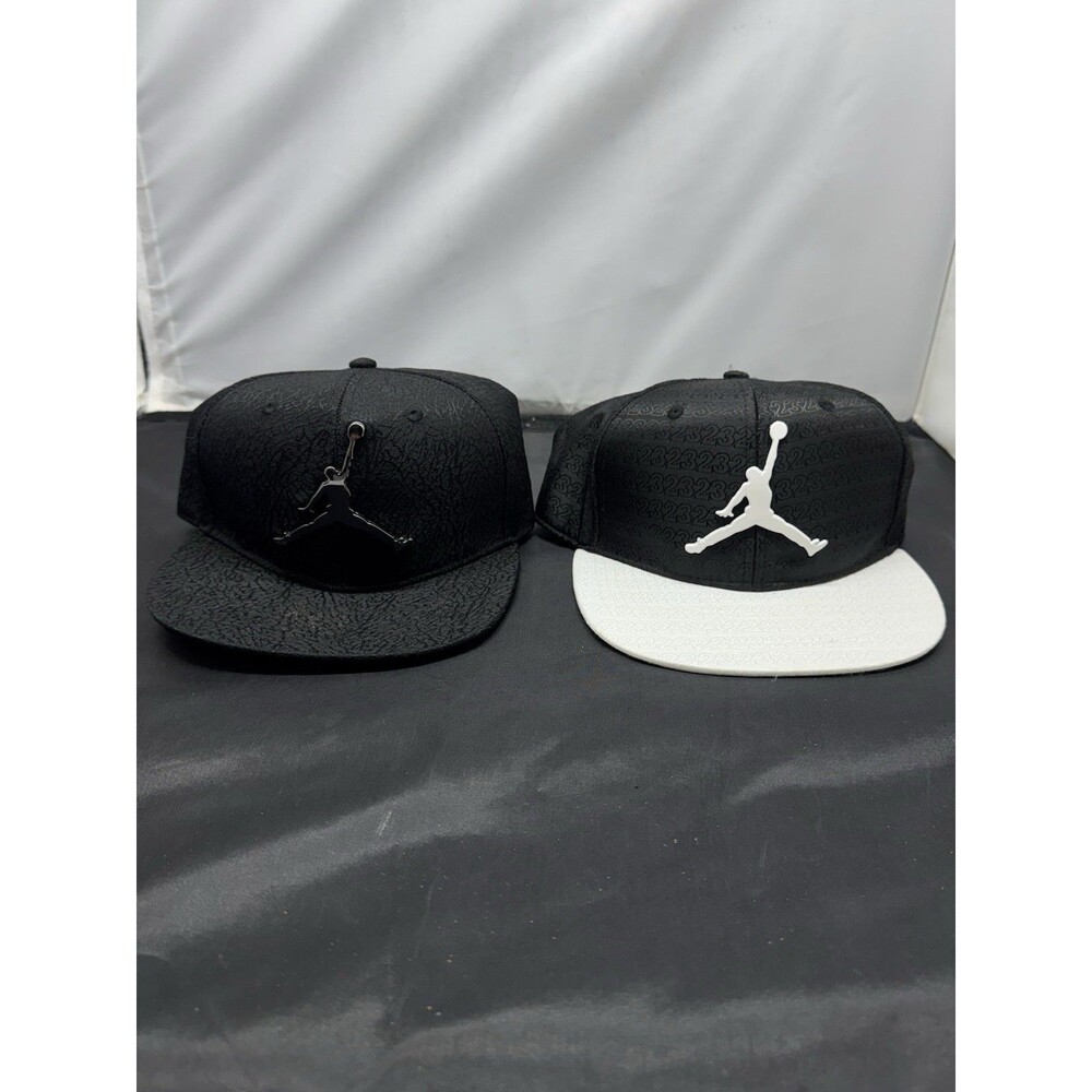 Nike Air Jordan Snapback Hat Black Elephant Jacquard Print Youth OS - LOT OF 2